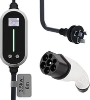 Type 2 EV Charger, Electric Vehicle Charging Cable with Screen 3.5KW 16A 220-240V 6M Cable Australian Plug Fit Tesla Model Y/Model 3 EV & Plug-in Hybrid Car Charger Station Accessories