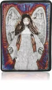 Angel Raku Wall Art small (new design) - handmade & signed- NEW