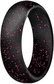[Wozya] 5.7 mm Glitter Powder Silicone Ring Rubber Bands Hypoallergenic Flexible Silicone Jewelry for Women and Men Wedding