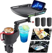 Cup Holder Tray for Car Cup Holder Expander for Car, 3 in 1 Expandable Car Food Table Tray for Eating - Road Trip Essentials, Car Gadgets for Men, Car Travel Accessories Fits 12-40 oz