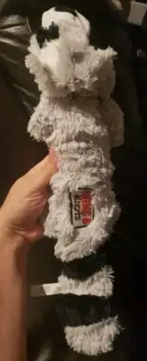 KONG Scrunch Knots Raccoon MEDIUM/LARGE Squeaky Plush No Stuff Rope Dog Toy