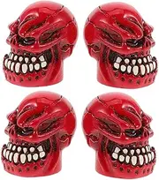 JECOMPRIS 4pcs Skull Valve Stem Caps Luminous Tire Air Caps Unique Design for Cars Suvs Motorcycles Easy Installation Durable Stylish Car Accessories