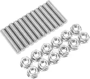 12 Pcs Stainless Steel Cylinder Head Kit, Manifold Stud S Replacement for V8 LSX LS1 LS2 LS3 LS6 LS7,Exquisite Workmanship Ensure Stable Performance and High Reliability.