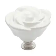 3009 Cupboard Knob White Porcelain Flower Chrome Plated D50xP36mm