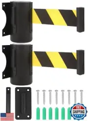 Wall Mount Retractable Barrier Belt, 16 Ft Crowd Control Retractable Belt wit