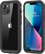 Protebox for iPhone 13 Mini Waterproof Case with Built-in Screen Protector, Shockproof Dustproof Full Body Protective IP68 Waterproof Phone Case for iPhone 13 Mini 5.4 inch (Black/Clear)