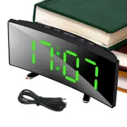 Bedroom Clocks Digital Curved Screen Desk Clock Large Display Alarm Plug in