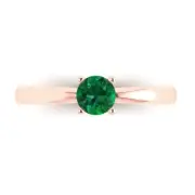 0.50 ct Round Cut Emerald Stone Wedding Promise Engagement Ring 14k Rose Gold