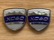 2PC For VOLVO Boot Rear Trunk Side Emblem Sticker Decal Metal Badge XC60 Silver