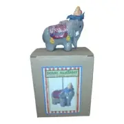 Penny McAllister Folk Art Sculpted Circus Elephant Christmas Ornament NOS