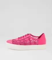 New Django & Juliette Fresno Hot Pink Jewels Leather Mesh Sneakers Womens Shoes