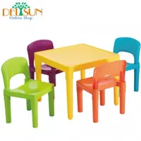 在飛比找PChome24h購物優惠-DELSUN [7901F 兒童桌椅組 粉彩派對