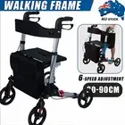 Lightweight rollator folding Walking frame 4 Wheeled walker aluminium with seat