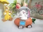 Begonia Market Easter Bunny Rabbit Driving Carrot Figurine Water Snow globe