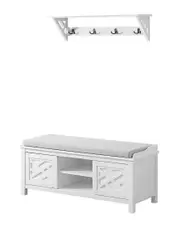Alaterre Coventry 36inW Coat Hook with Storage Bench Hall Tree Set