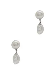 Kenneth Jay Lane Baroque Pearl and Sterling Silver Drop Earrings ONE SIZE