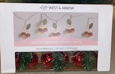 West & Arrow Red Cherry Disco Ball String Lights 10 Light Set 4.5 Feet NEW