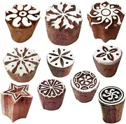 Royal Kraft Paper Print Stamps Intricate Small Round Pattern Wood Blocks (Set of 10)