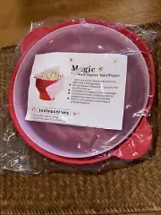 Microwave Oven Red Silicone Popcorn Popper Maker Bowl Collapsible with Lid