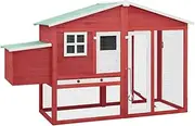 Generic Chicken Coop with Nest Box Red and White Solid Fir Wood,170867