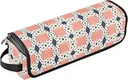[sanluoli] 2 in 1 Hair Tools Organizer with Iron Mat Waterproof Flat Curling Irong Travel Organizer Retro Abstract Dots Squares Trave Case for Women