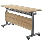 GIZNXBA Folding Conference Table with Lockable Wheels, Flip Top Mobile Training Table Conference Room Training Room, Foldable Meeting Table Long Folding Table for Office Home