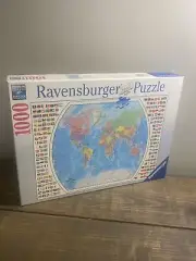 Ravensburger World Nation Map Flags 1000 Piece Jigsaw Puzzle Discontinued 2016