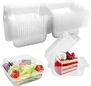 100Pcs Cake Slice Boxes Reusable Cupcake Slice Container with Lid Stackable Clear Square Individual Single Dessert Box Triangular Sandwich Cheesecake Storage Box for Pie Cupcake(Square Model)