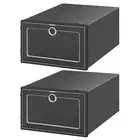 2pcs Storage Cabinet Drawer Type Large Capacity Shoes Box with Pull Ring Plastic
