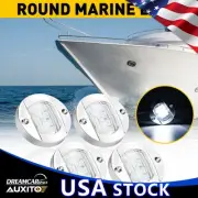 4x Round Marine Navigation Lights Boat LED Transom Stern Deck Anchor Light White