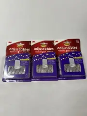 Lot of 3 Command Stripes 3M Adjustables Clips 14pc 30 Strips Damage-Free New