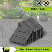 SOGA 11 pcs Dark DIY Wooden Composite Decking Tiles Garden Outdoor Grey