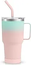 Zenbo 30oz Stainless Steel Tumbler with Handle, Lid & Straw | Keeps Drinks Cold 36hrs, Sweat-Proof, Dishwasher Safe