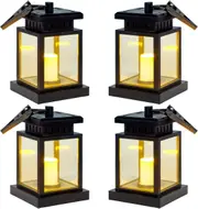 Hanging Solar Lights,Sunklly Waterproof LED Outdoor Candle Lantern Decorated in Garden Patio Deck (Pack of 4)