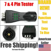 7 Way Blade & 4 Pin 6 Function Light Tester For RV Truck Trailer Socket Circuit