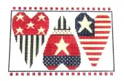 Needledeeva American Flags Hearts Handpainted Needlepoint Canvas