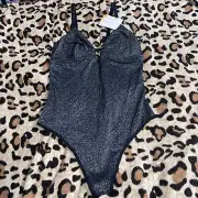 NWT B.tempt'd Women's Size Small Thong Lurex Metallic Sexy Bodysuit Night