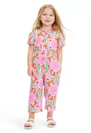 DVF for Target Toddler Short Sleeve Flower Groove Red Jumpsuit 2T