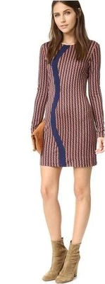 Diane von Furstenberg Haydyn Hayden Rickrack Khaki Midnight Sheath Dress 10