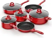Induction Cookware Pots and Pans Set 10 Piece, BEZIA Dishwasher Safe Nonstick Co