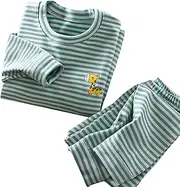 [Generic] Children's Velvet Set Warm Heating Autumn and Winter Pyjamas Children's Base Thickened Men's and Women's Home Long Preemie Outfits Girl (E, 9-10 Years)