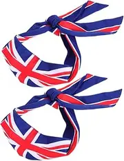 [SUPVOX] 2pcs Sports Headband Headscarf Non-Slip Elastic for Men Women Workout Headbands Thick Sweatbands Flag Design Comfortable for Sports Running Tennis