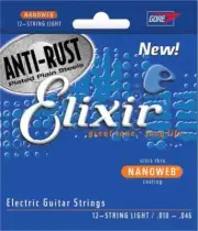 Elixir 12450 Nickel Plated Steel (12 String) Electric Guitar Strings NANOWEB....
