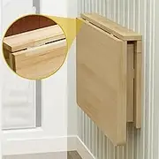 Floating Wall Mounted Drop Leaf Table with Natural Wood Finish Space Saving Fold Down Desk for Home Office Kitchen or Dining Hanging Table for Balcony or Patio Compact Laptop Computer Desk 8