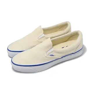 【VANS】休閒鞋 Slip-On Reissue 98 男鞋 女鞋 米白 藍 帆布 無鞋帶 懶人鞋 情侶鞋(VN000CSEOFW)