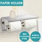 Toilet Paper Holder Double Roll Stainless Steel Hook Bathroom Rack Wall Silver