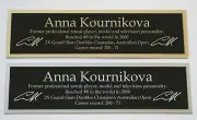 Anna Kournikova nameplate for signed autographed tennis ball photo racket case