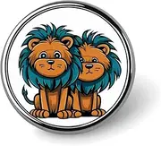 [FZMVSQH] Clipart Lion Printed Round Button Pin Badges Metal Pinback Buttons 1 Inch Pins for Hat Shirt Clothing Bags Decoration, Circular, Aluminum, Circular, Aluminum