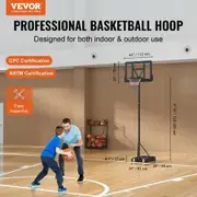 Basketball Hoop 4-10 ft Adjustable Height Portable Backboard System 44 inch Basketball Hoop & Goal Basketball Set with Wheels Stand and Fillable Base