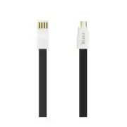 Reiko Flat Magnetic Gold Plated Micro USB Data Cable 0.7 Foot in Black | MaxStra